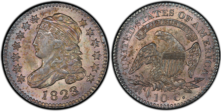 1823/2 Capped Bust Dime. JR-1. Small Es.  MS-65 (PCGS). Secure Holder.